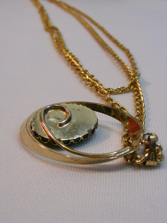 Double Strand Pendant with Freeform Set Green Cha… - image 4