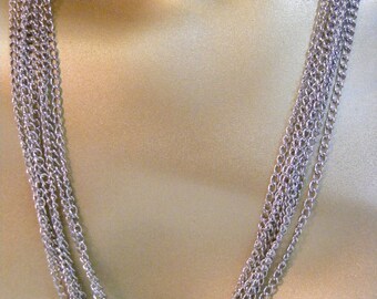 Silver Tone Multi Curb Chain Necklace