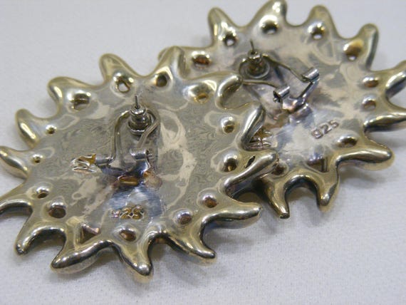 925 Silver Sun Face Statement Earrings - image 4