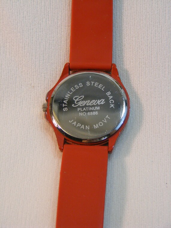 Geneva Red Silicone Band Big Face Watch - image 4