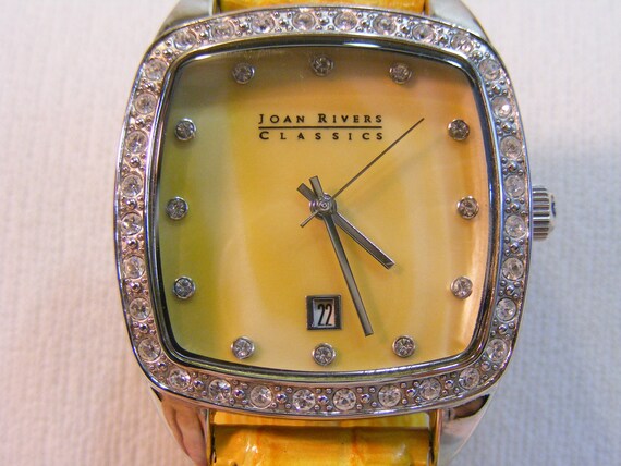 Joan Rivers Gold Leather Big Face Fashion Watch - image 9