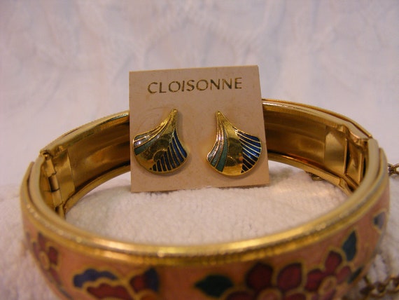 Cloisonné Hinge Bracelet with Bonus Cloisonné Pos… - image 2