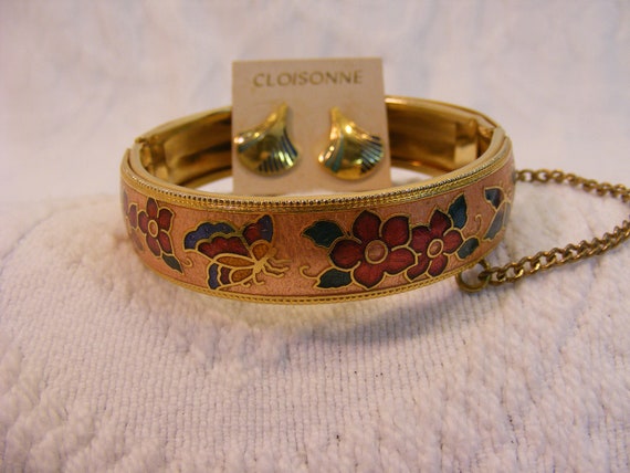 Cloisonné Hinge Bracelet with Bonus Cloisonné Pos… - image 1
