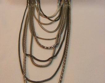 Chicos Ten Strand Multi Chain Layered Necklace