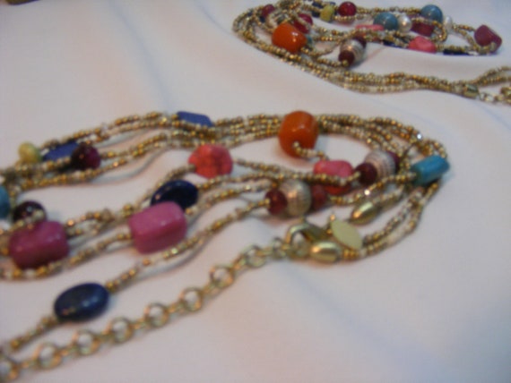 Chicos Double Strand Colorful Stone Bead Long Nec… - image 2
