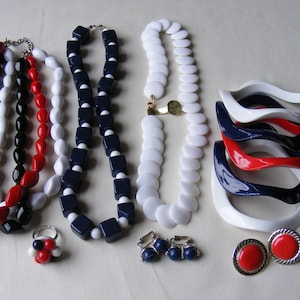 Patriotic, Political, Summer, Red White Blue Curated Collection of Plastic Jewelry, Avon
