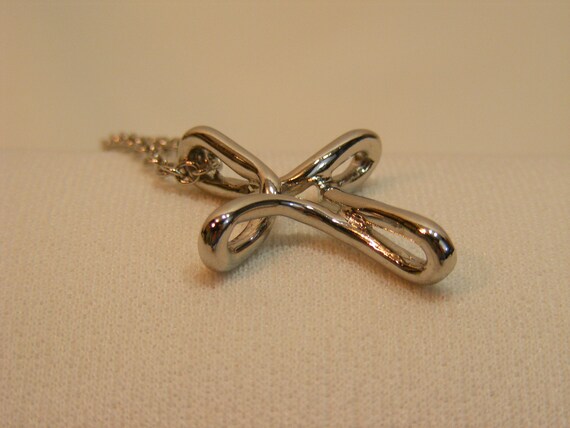 Cookie Lee Silver Modernist Cross Necklace - image 2