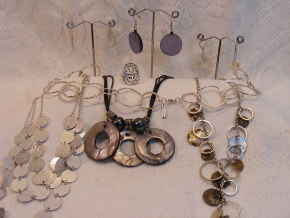 Delicate Circles of Silver and Abalone Curated Co… - image 1