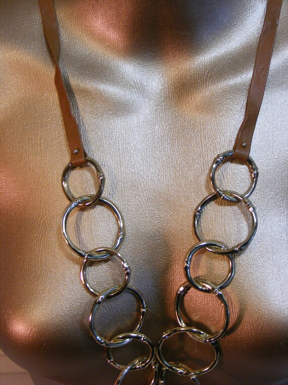 Chico's Statement Long Necklace, Golden Rings on … - image 5