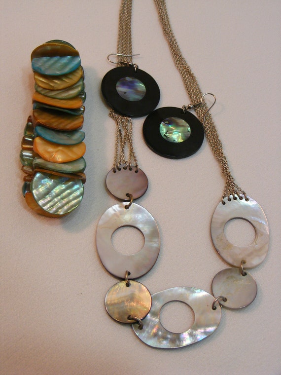 Curated Collection of Mis Matched Abalone Jewelry