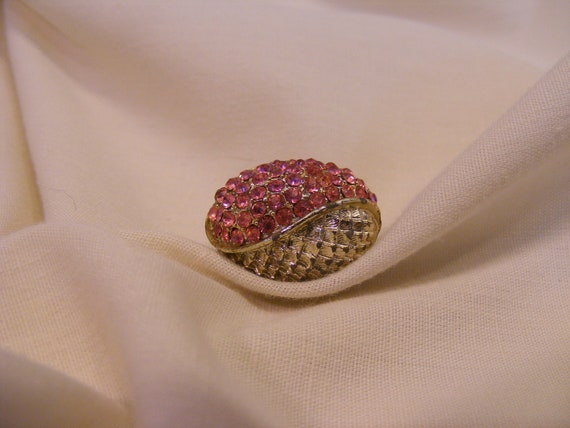 Ying Yang Pink and Silver Statement Ring, Adjusta… - image 2