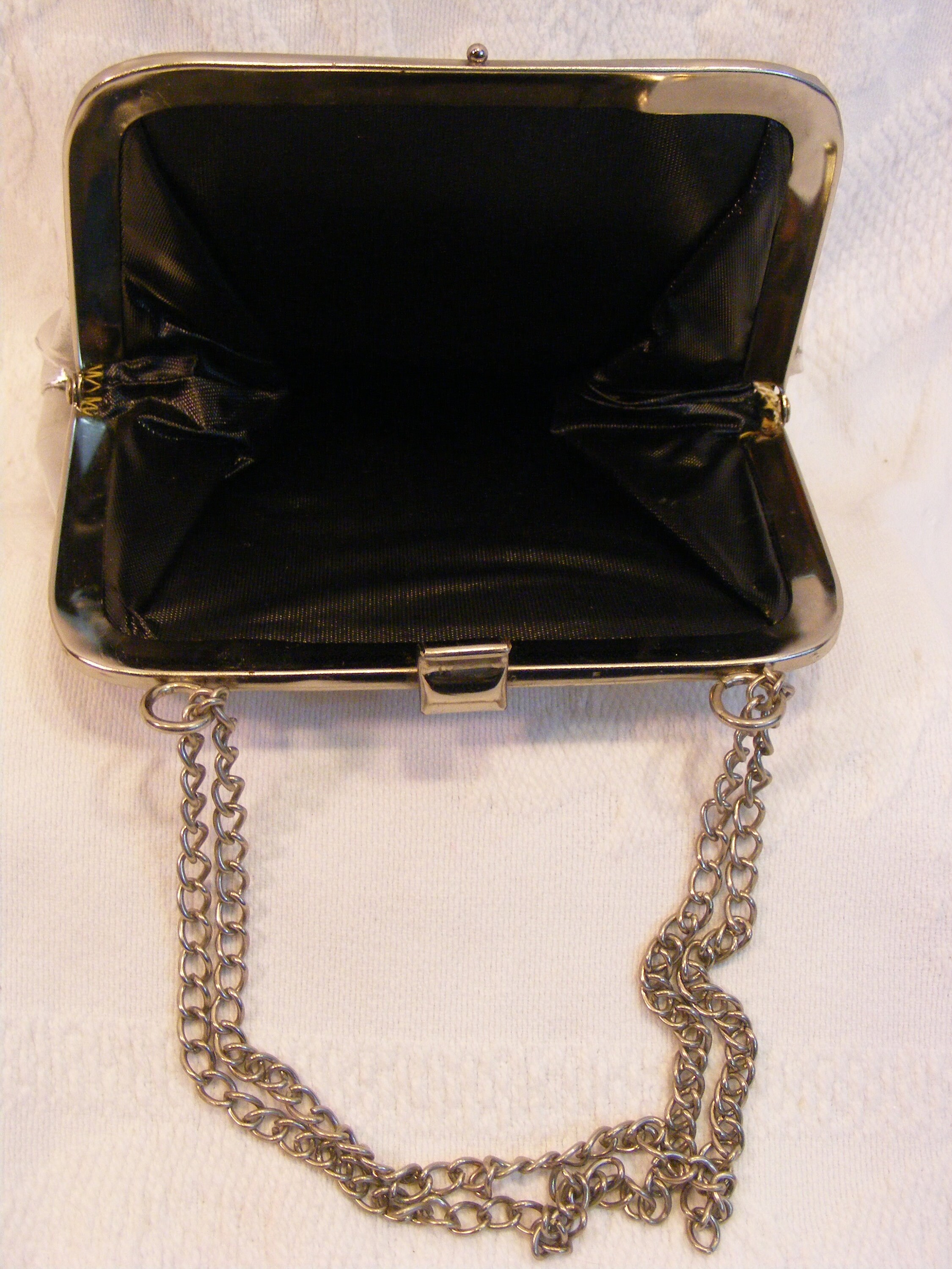 Silver Vinyl Clutch With Chain Handle Etsy UK
