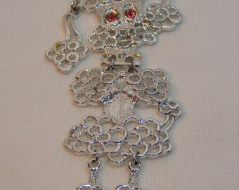 Animated Poodle Movement Pendant with Pink Rhinestone Eyes