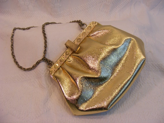 Gold Lamé Formal Evening Bag, Clutch, Purse - image 2