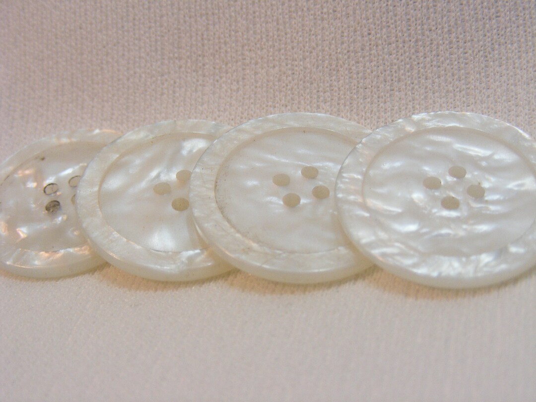 Four White Plastic Faux Mother of Pearl Coat Buttons - Etsy