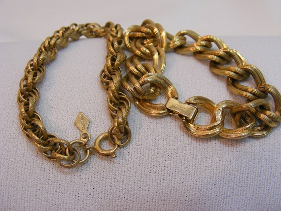 Vintage Gold Tone Link Bracelet Lot, Sarah Covent… - image 1