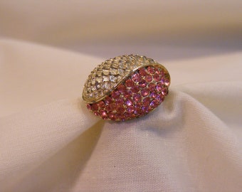 Ying Yang Pink and Silver Statement Ring, Adjustable Fashion Ring