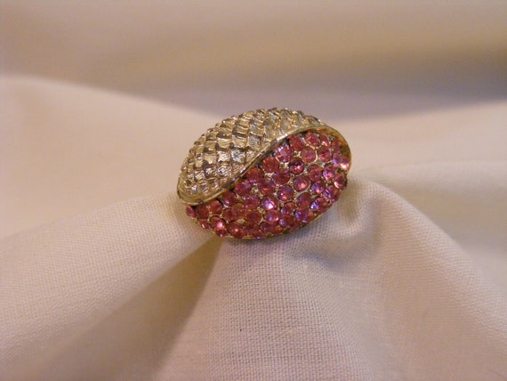 Ying Yang Pink and Silver Statement Ring, Adjusta… - image 1
