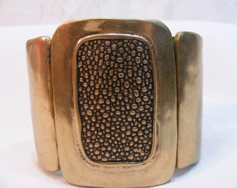 Brutalist Cuff Stretch Bracelet, Antique Gold