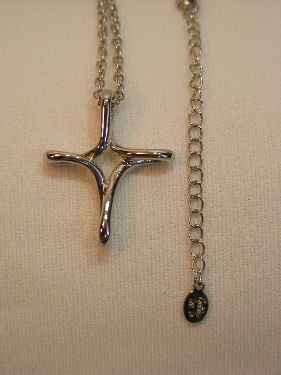 Cookie Lee Silver Modernist Cross Necklace - image 5
