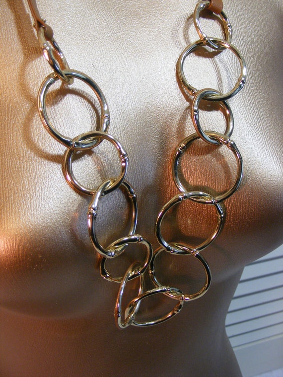 Chico's Statement Long Necklace, Golden Rings on … - image 2