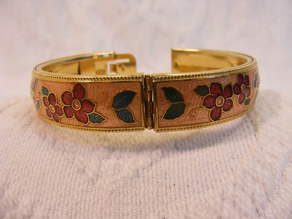 Cloisonné Hinge Bracelet with Bonus Cloisonné Pos… - image 5