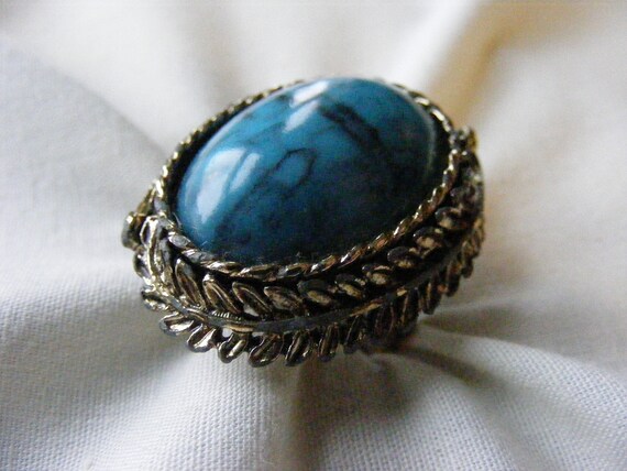 Faux Turquoise Big Ring, Adjustable Fashion Ring