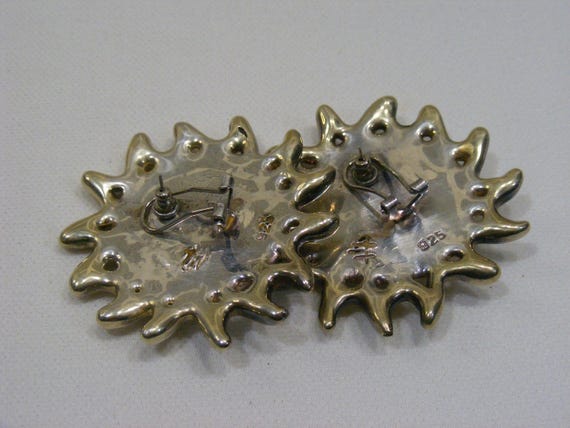 925 Silver Sun Face Statement Earrings - image 5