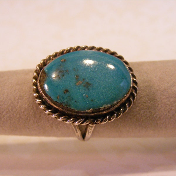 Large Stone Vintage Turquoise Ring Nevada Blue