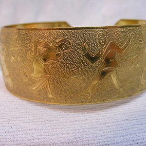 Vintage Brass Big Band Themed Cuff Bracelet, Jazz Band Bracelet, Rock a Billy Bracelet
