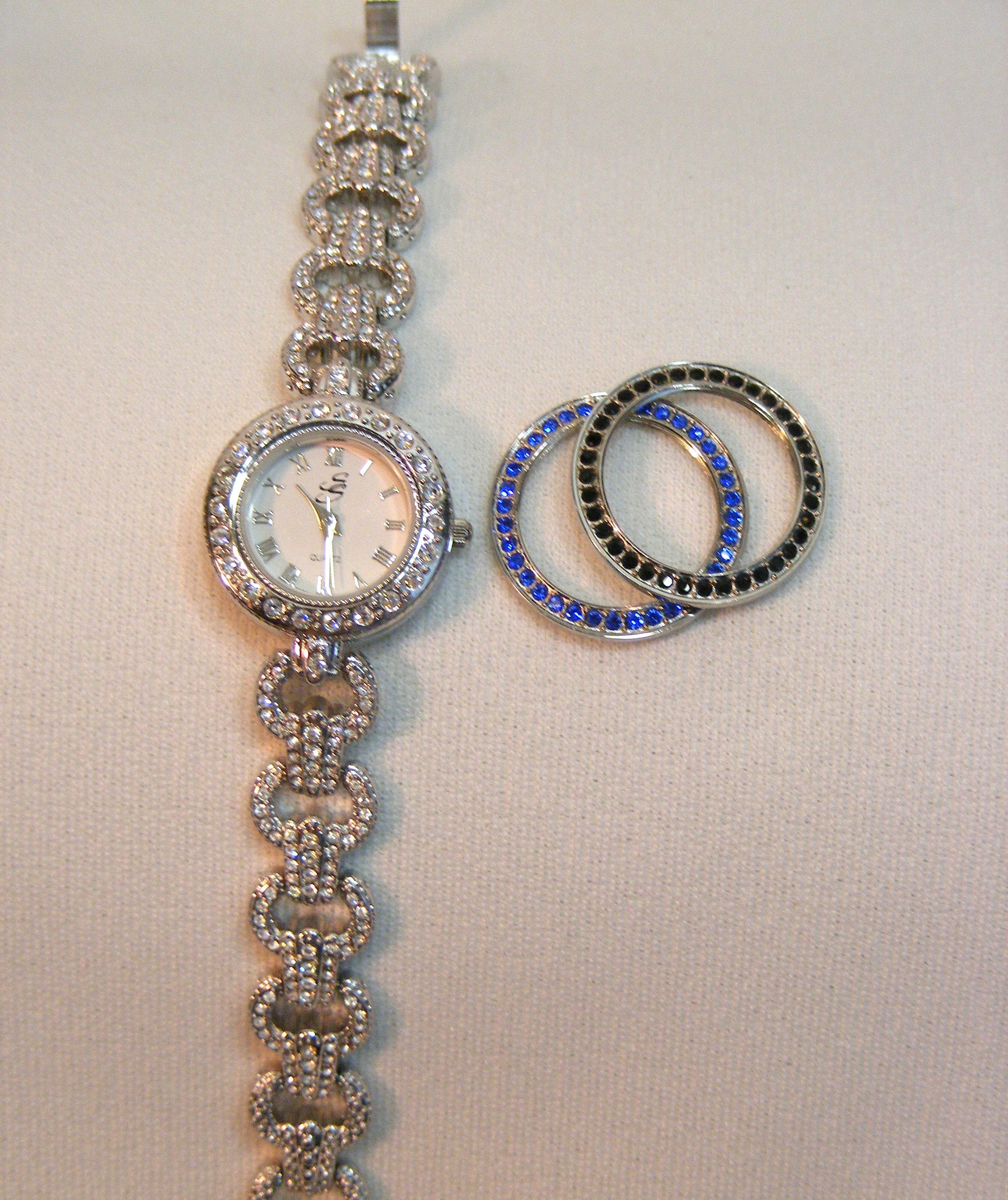 New Suzanne Somers Crystals Pearls Interchangeable Watch, Necklace, Earrings Suzanne Somers Watch - Etsy main image 2