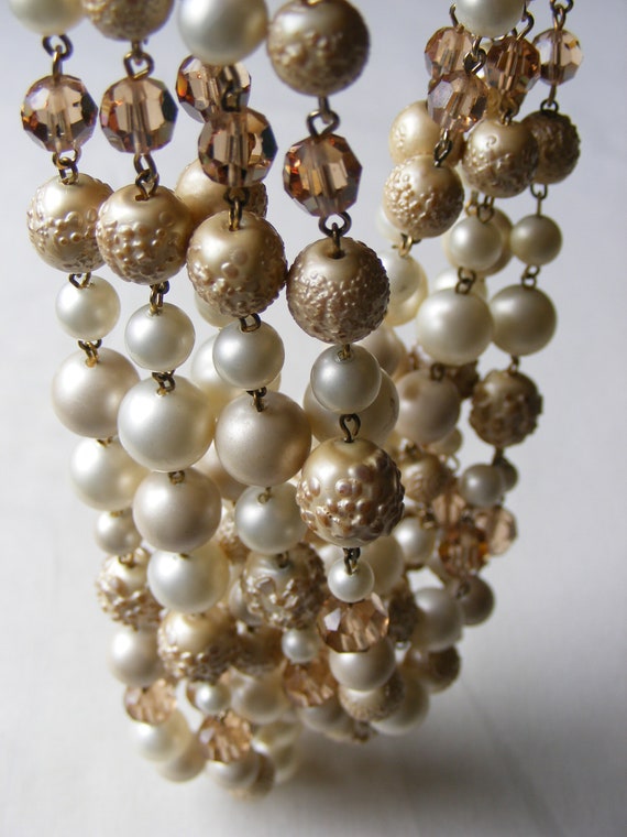 Marvella Five Strand Mid Century Modern Beaded Ne… - image 7