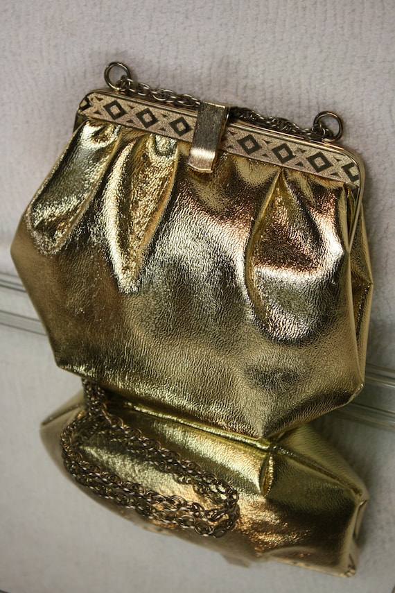 Gold Lamé Formal Evening Bag, Clutch, Purse