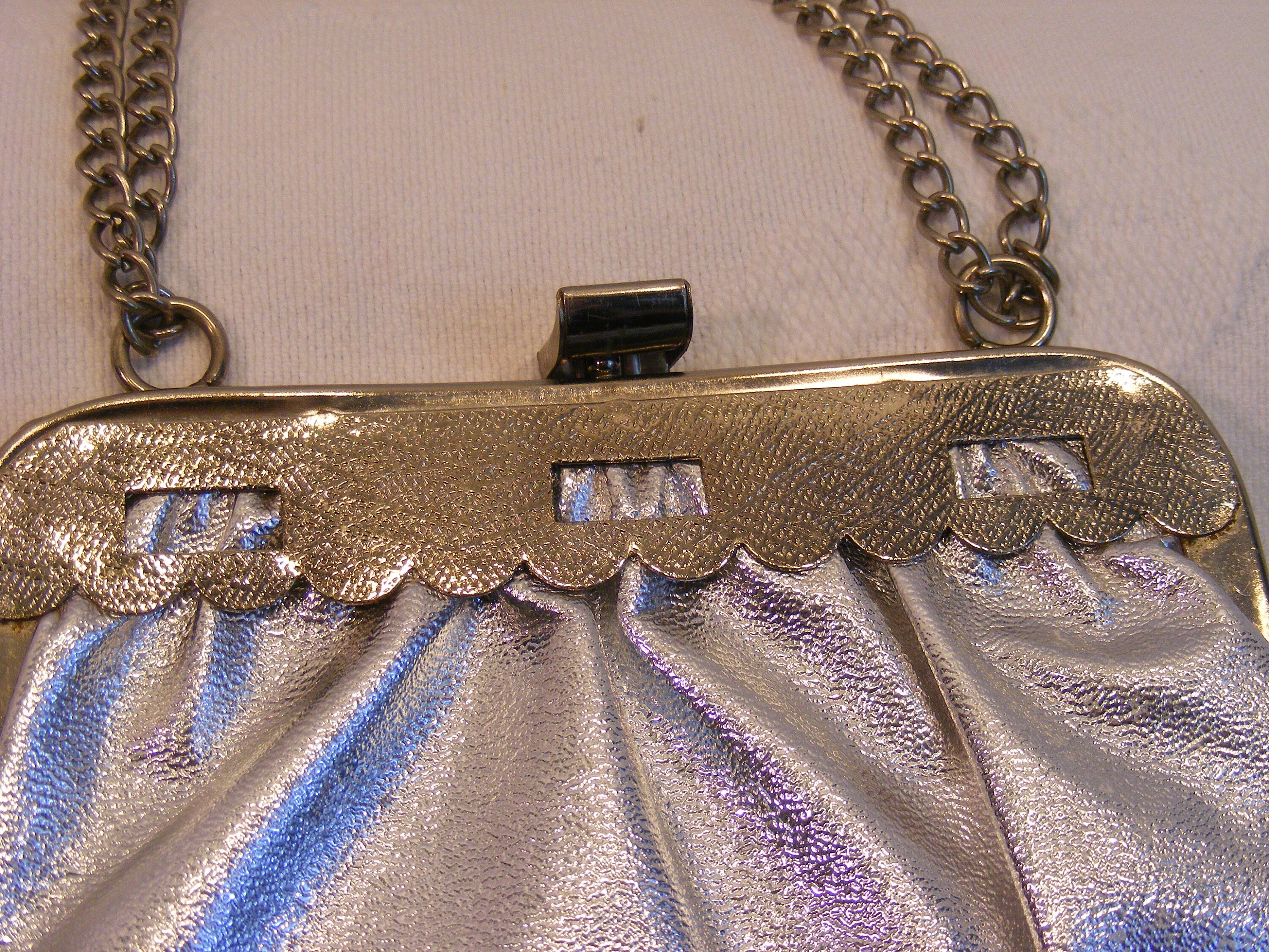 Silver Vinyl Clutch With Chain Handle Etsy UK