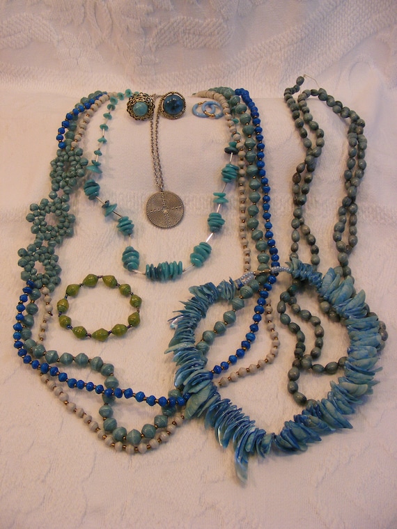 Caribbean Blue Vintage Jewelry Lot