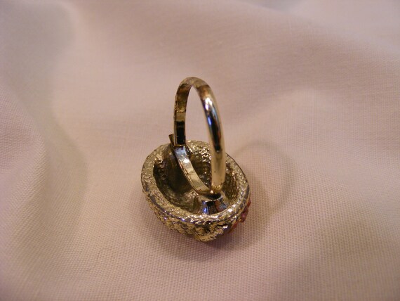 Ying Yang Pink and Silver Statement Ring, Adjusta… - image 4