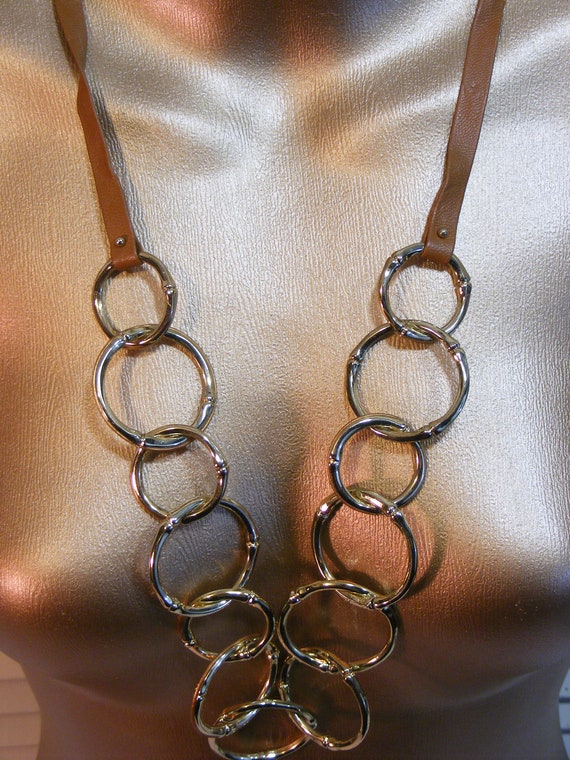 Chico's Statement Long Necklace, Golden Rings on … - image 6