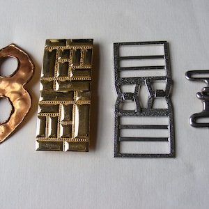 Lot of Four Fashion Buckles, Vintage Clothing Buckles, Metal Belt Buckles