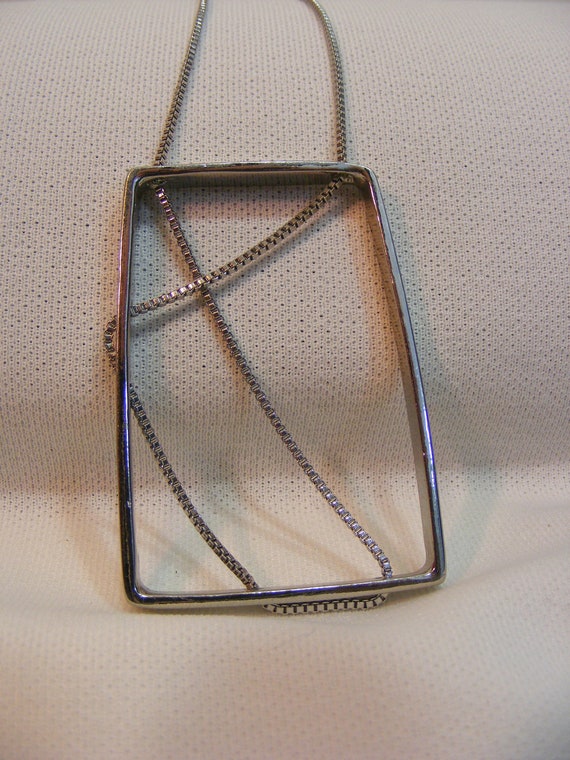Chico's Long Necklace, Abstract Rectangular Penda… - image 1