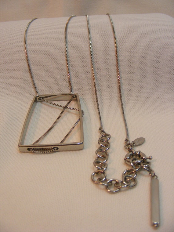 Chico's Long Necklace, Abstract Rectangular Penda… - image 2