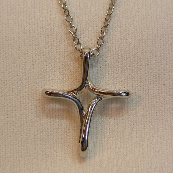 Cookie Lee Silver Modernist Cross Necklace