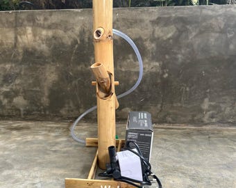 Handmade Shishi Odoshi Japanese Bamboo Water Fountain with Pump | Zen Garden Decor | Japanese Bamboo Water Feature | Outdoor Patio Fountain