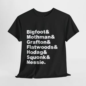 Cryptid Ampersand Tee, Bigfoot Shirt, Mothman T-Shirt, Cryptid Monster Tee, West Virginia Shirt, Unisex Heavy Cotton Tee