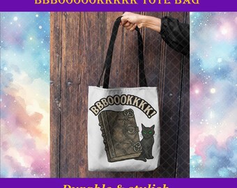 ! Einkaufstasche | Witchy Zauberbuch & schwarze Katze Tasche | Gothic Halloween Umhängetasche