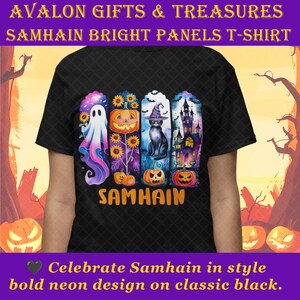 Samhain Ghostly Celebration Cotton Tee - Wiccan Occult Shirt