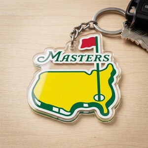 Masters Golf Tournament Keychain - Acrylic Golf Map Keyring - Masters Golf Gift for Men - Green Jacket Sport Accessory