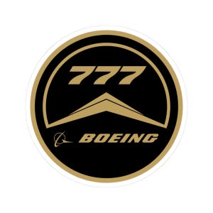 Oude ronde sticker/sticker met Boeing B 777 B777-logo