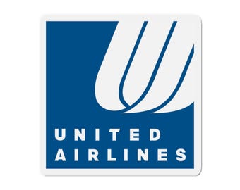 United Airlines UAL 90s Square Tulip Logo Die-Cut Magent