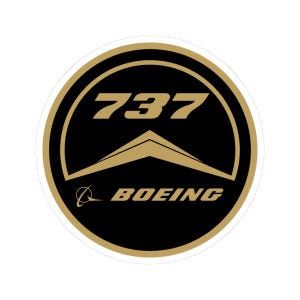 Old Vintage Style Round Boeing B 737 B737 Logo Decal / Sticker