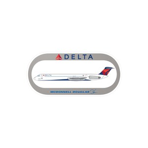 Delta Air Lines abgerundetes rechteckiges McDonnell Douglas MD80 MD 80 Abziehbild / Aufkleber